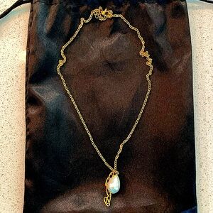 Costume Gold Necklace with faux pearl charm